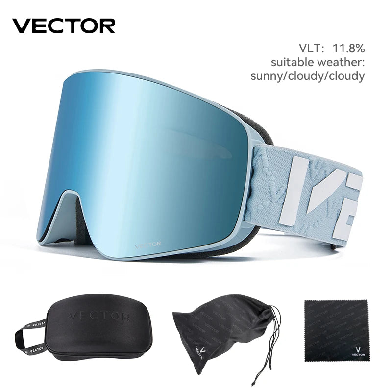 Gafas de Esquí VECTOR de Doble Capa Antivaho con Absorción Magnética, Cilíndricas, UV400, para Hombre y Mujer, Gafas de Snowboard POC