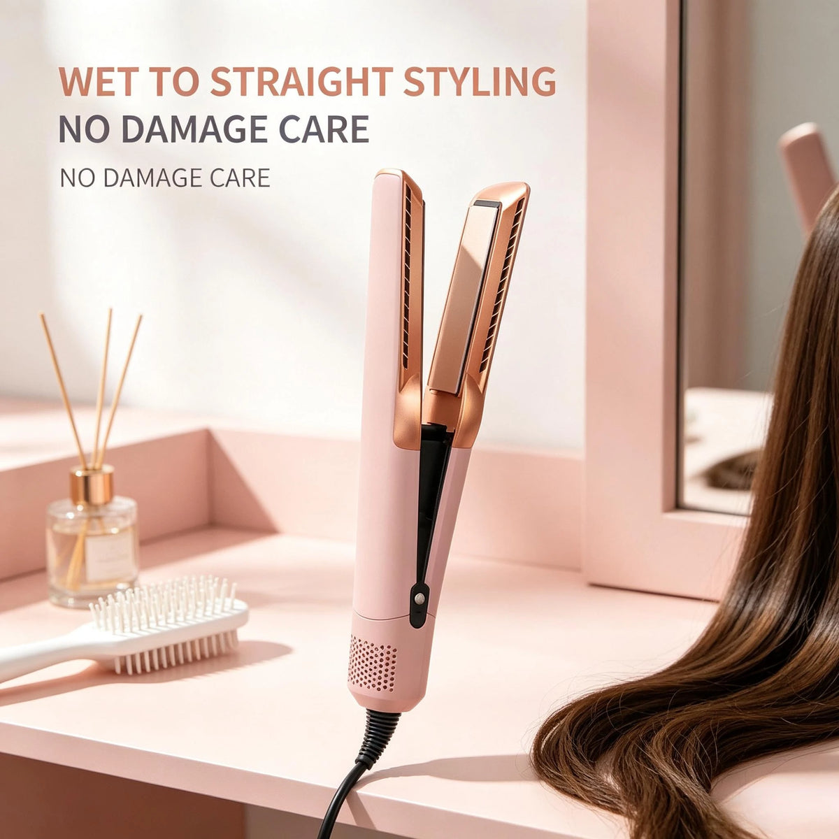 2 en 1: plancha para alisar el cabello y secador profesional, con calentamiento rápido, ideal para peinar el cabello, no daña el cabello, tanto si está húmedo como seco, herramienta para uso en salones de belleza y en cas