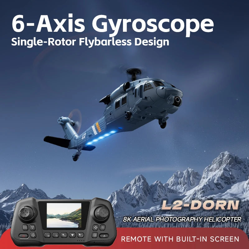 Nuevo Helicóptero RC L2 con Giroscopio de 6 Ejes, Cámara 8k, Mantenimiento de Altitud, Flujo Óptico, Control Remoto, Juguetes RC para Niños y Adultos