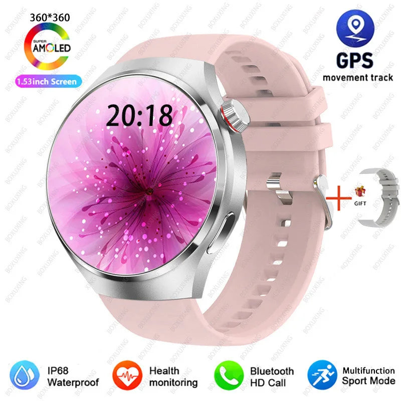 Reloj inteligente 2026 New Watch 4 Pro GPS para hombre, pantalla AMOLED 360*360, frecuencia cardíaca, llamada Bluetooth, resistente al agua IP68, smartwatch deportivo para hombre