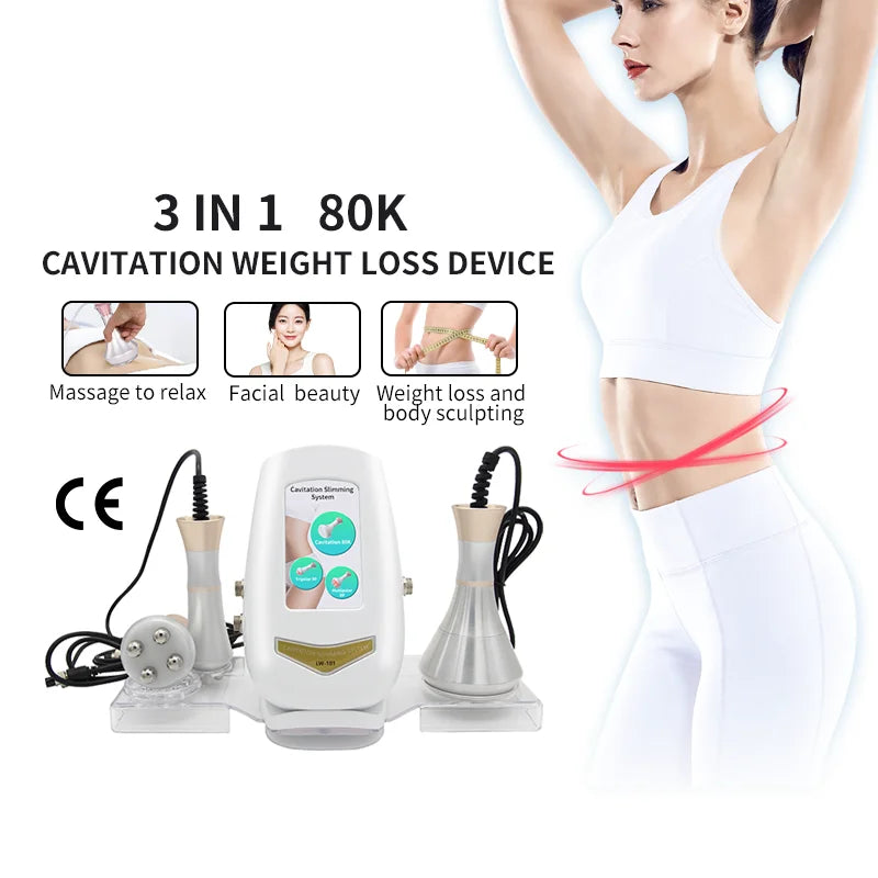 Equipo de Belleza 3 en 1 con Radiofrecuencia, Cavitación y Ultrasonido para Masajes de Relajación, Rejuvenecimiento y Moldeamiento de la Piel