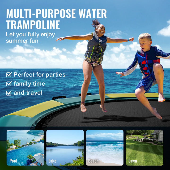 VEVOR-trampolín de agua recreativo, bóveda de agua inflable de 13 pies, plataforma de natación de rebote portátil, rebote flotante para niños y adultos