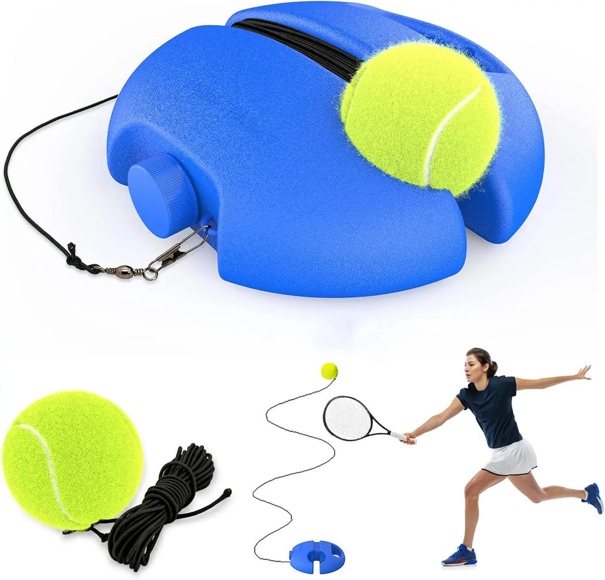 Kit de Rebotador de Tenis Portátil 4G, Entrenador de Tenis, Pelota de Rebote, Equipo de Entrenamiento Individual, 1 Pelota con Cuerda para Principiantes
