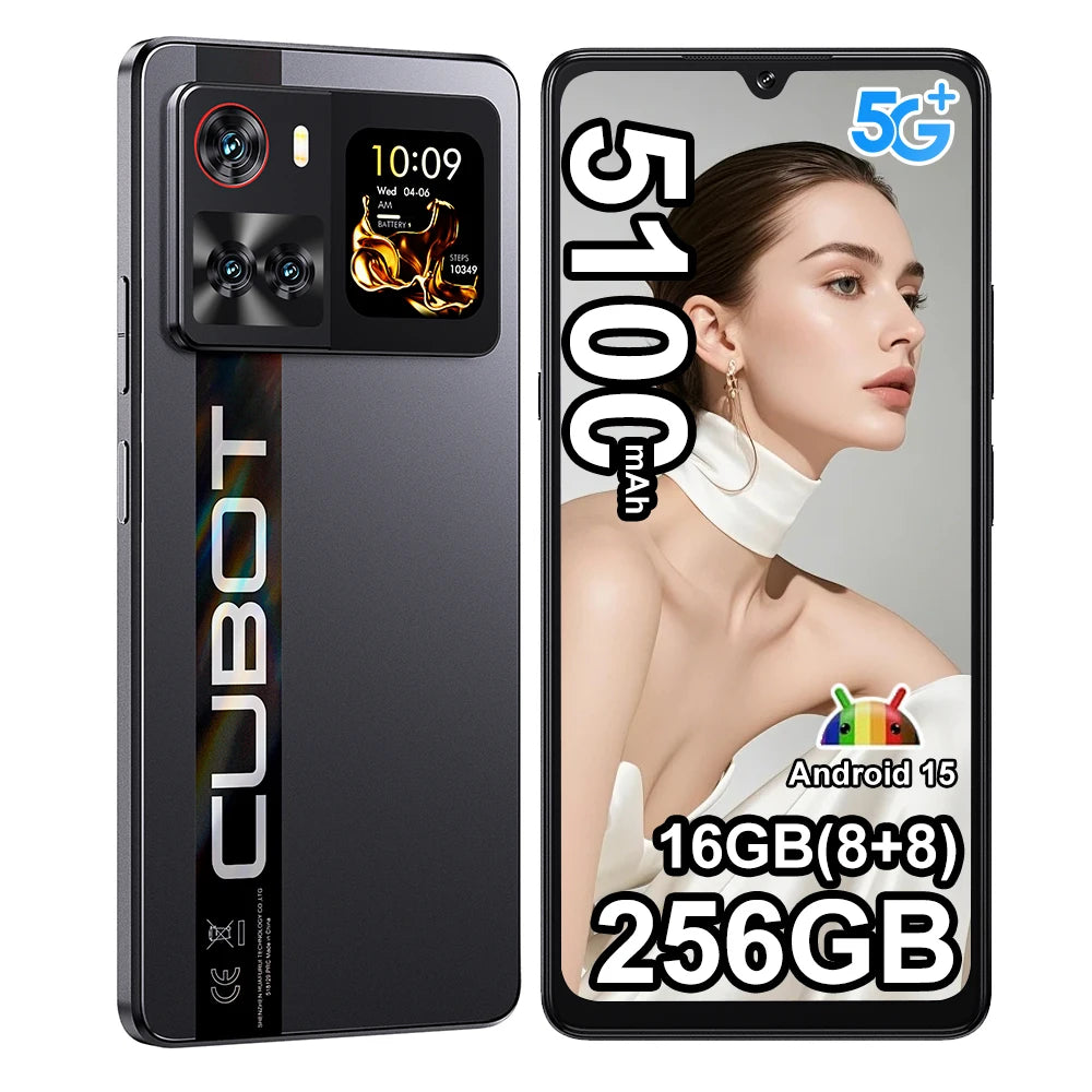 Smartphone Cubot X100 Android 15 Dimensity 7025 5G 6.88" 120Hz, 16GB(8+8) RAM 256GB ROM Cámara de 64MP 5100mAh 33W NFC