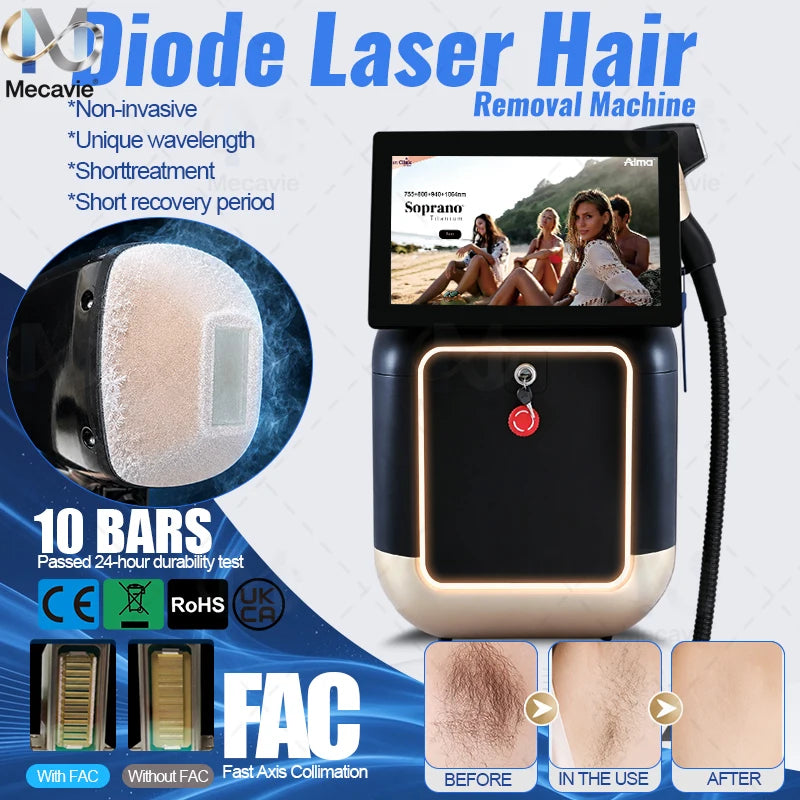 Dispositivo de Depilación Láser de Diodo de 5000W para Eliminación de Tatuajes, 6 Longitudes de Onda 755 808 810 830 940 1064nm y Depilación Permanente