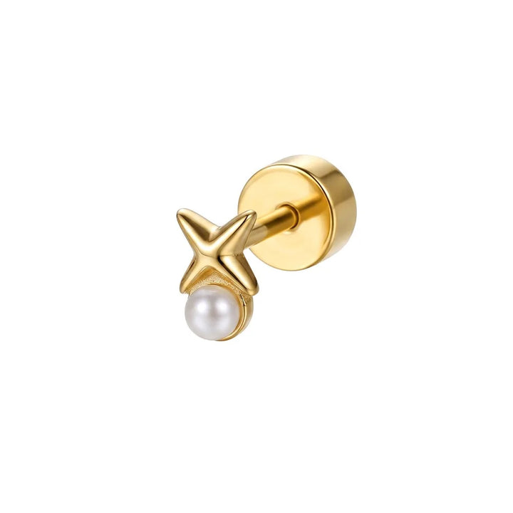 Perlas personalizadas en forma de corazón, estrella y luna con borlas de circonio, piercing de hueso con base plana