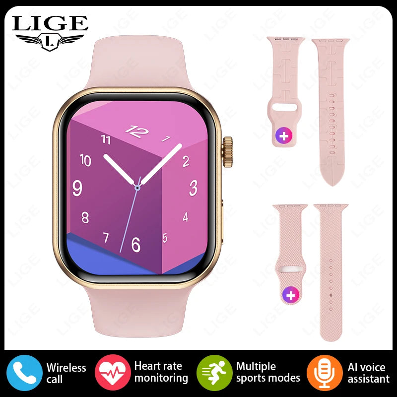 LIGE New Smart Watch Men Wireless Charging Sports Fitness Tracker Health ECG Monitor BT Call Smart Watches Women For Android iOS