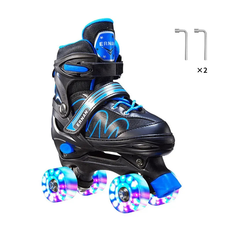 Patines de 4 ruedas de doble fila para niños, zapatos de patinaje en línea al aire libre, zapatos de entrenamiento de pista de hielo, tamaño ajustable