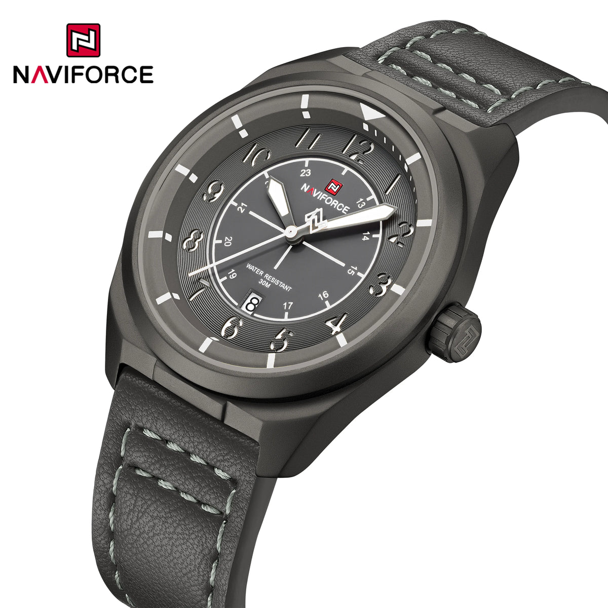 Reloj de pulsera deportivo militar de lujo para hombre NAVIFORCE NF9281, reloj de cuarzo original con fecha automática, correa de piel, resistente al agua, regalo para hombre