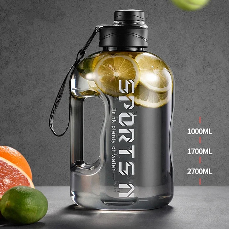 Botella de agua de gran capacidad de 2 litros, hervidor de agua deportivo para gimnasio, para acampar, viajar, botellas para beber sin BPA