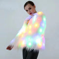Abrigo de piel sintética para mujer, disfraces de Cosplay de San Valentín, chaleco con capucha cálido multicolor, chaqueta LED brillante, abrigo de baile de fiesta iluminado