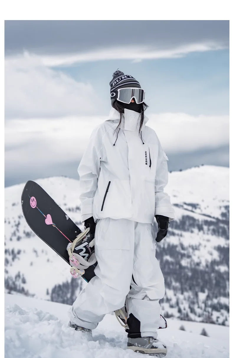 JOHN-traje de esquí adhesivo de presión completa 3L para hombre y mujer, ropa de Snowboard, chaqueta de asalto de tabla doble, pantalones de nieve, 2024