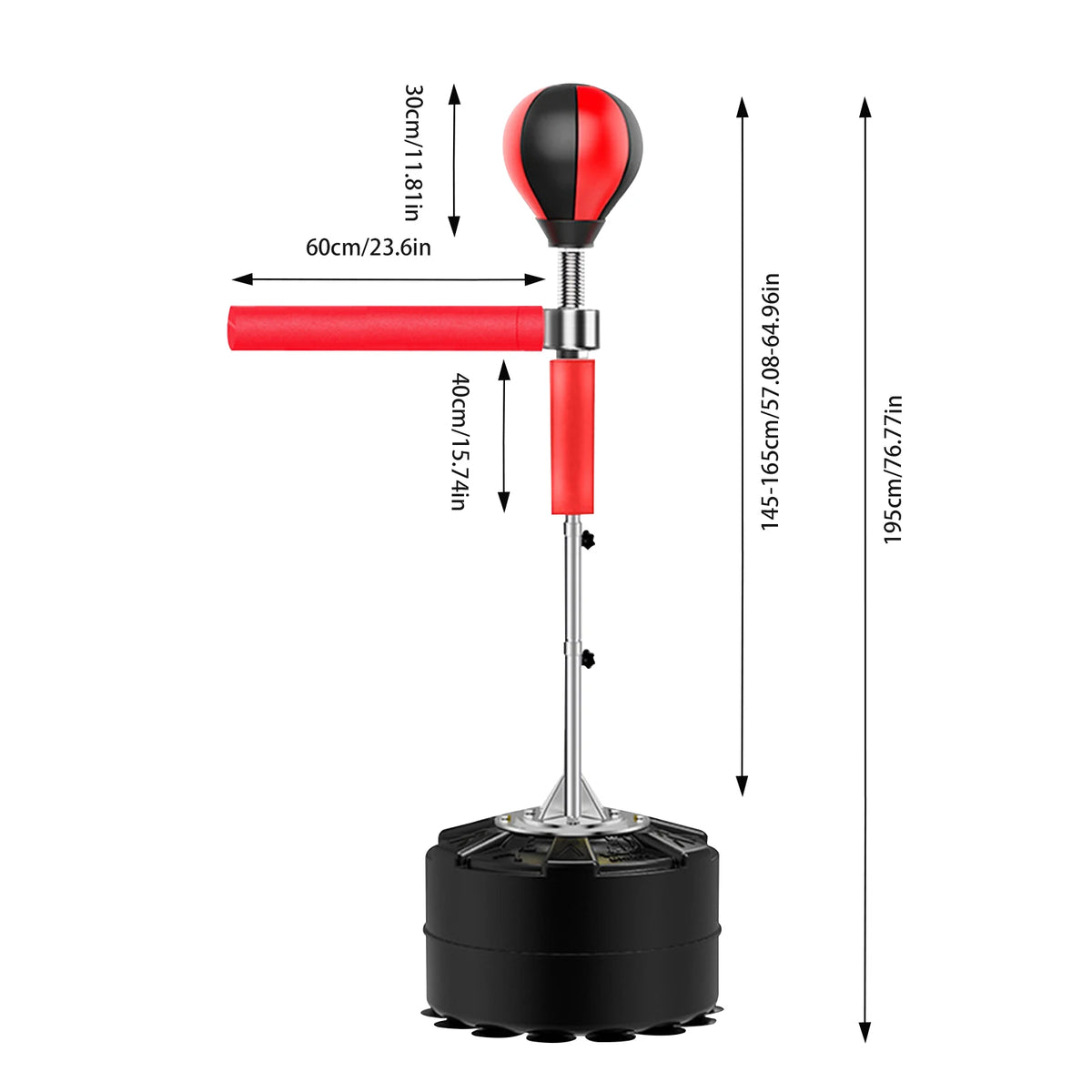 360 ° rotación Objetivo de reacción de boxeo 90 ° Punch Ball Rebound Stick Target Kicking Bolsa de boxeo Bolsa de arena para adultos para el hogar Dodge Tra