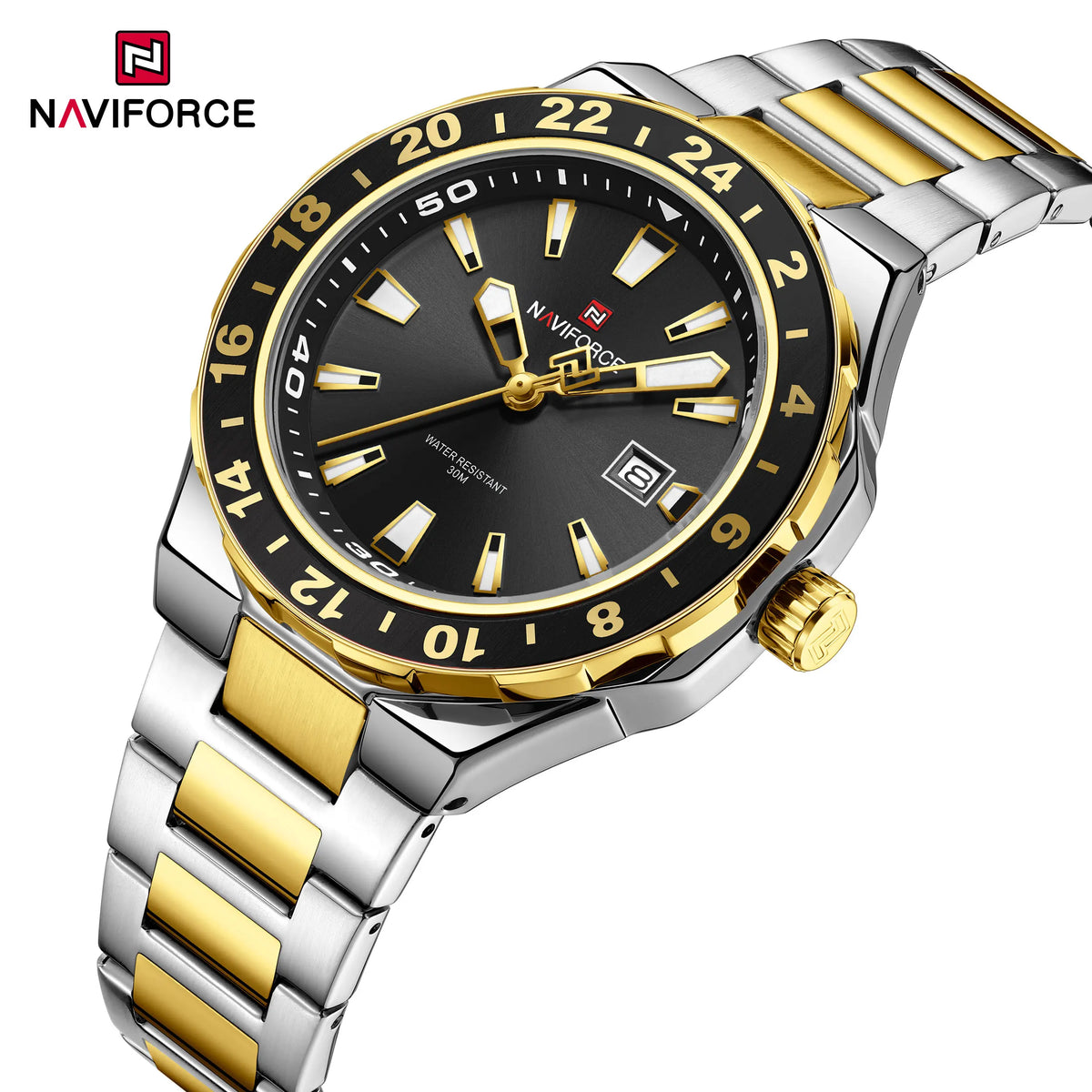 Relojes de lujo para hombre NAVIFORCE, reloj deportivo de cuarzo resistente al agua, reloj de pulsera militar con correa de acero inoxidable, Relogio Masculino