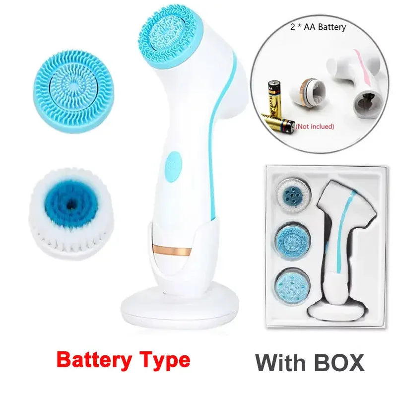 Cepillo de limpieza facial eléctrico, limpiador facial giratorio sónico, cepillo de limpieza profunda de poros, masajeador facial, herramienta impermeable para el cuidado de la piel