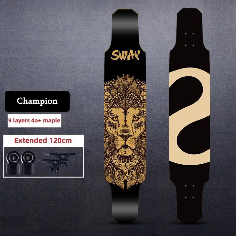 Patineta Longboard para Principiantes, Tabla de Baile con Plataforma de Madera de Arce de 9 Capas y Ruedas de PU para Niños, Niñas y Adolescentes, para Desplazamientos Urbanos