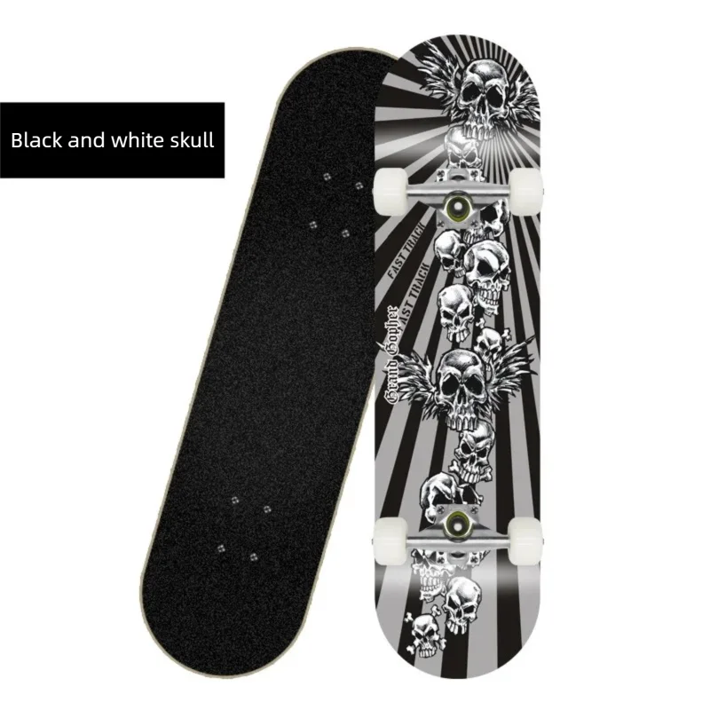 Patineta Deportiva de Madera de Arce de 80 cm, 4 Ruedas, Diseño de Doble Kick, Patineta Profesional para Trucos y Calle, para Jóvenes y Adultos