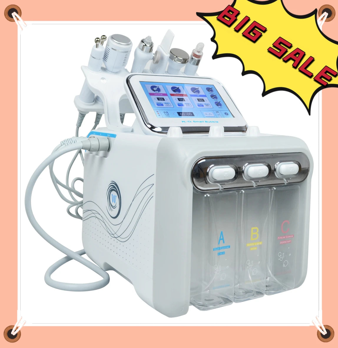 Máquina de burbujas pequeñas de hidrógeno y oxígeno 6 en 1 para limpieza facial, blanqueamiento, limpieza profunda, iluminación de la piel, reducción de poros, lifting y reafirmación.