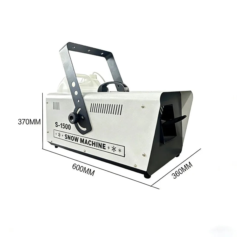 Máquina de Copos de Nieve de 1500W, DMX512, Control Inalámbrico y por Cable, Tanque de 5L, Distancia de Pulverización de 4-5M, para Celebraciones Navideñas y Eventos al Aire Libre