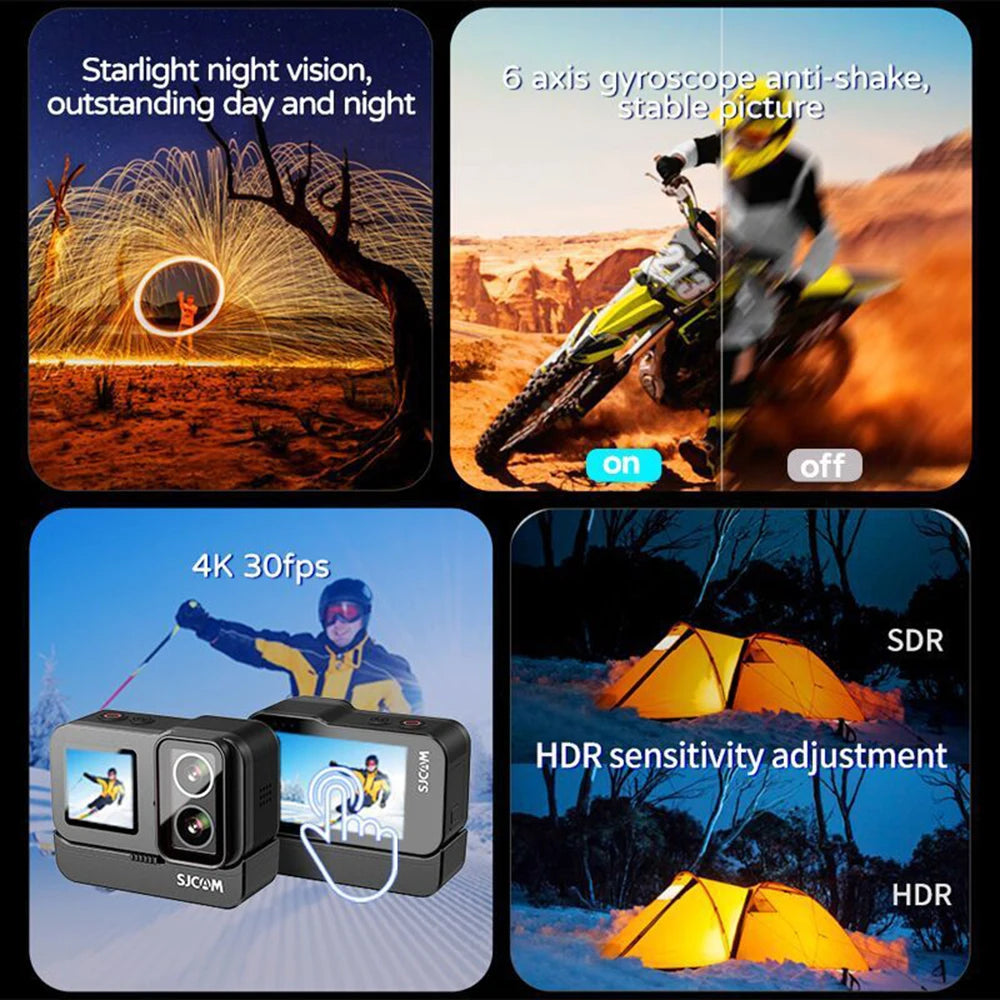 Cámara de Acción SJCAM SJ20 Impermeable con WiFi 5G para Motociclismo, Ciclismo y Viajes por Carretera, Aventuras Diurnas y Nocturnas, Cámara Creator