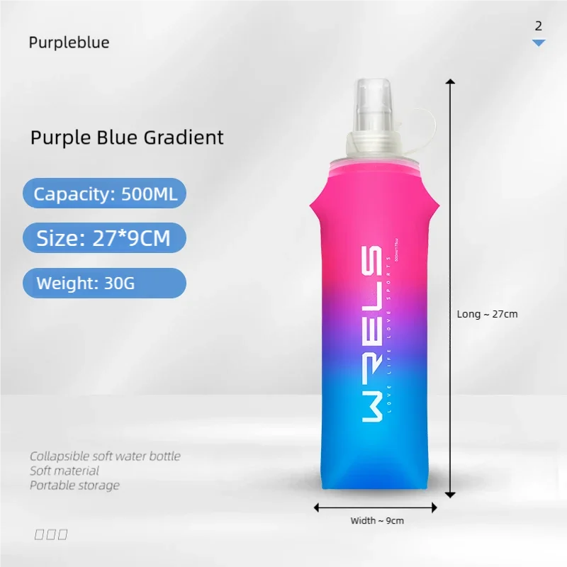 Botella de agua deportiva de TPU, matraz blando plegable, botella de agua portátil de alto flujo para correr, senderismo, bicicleta, bolsa de agua para Fitness