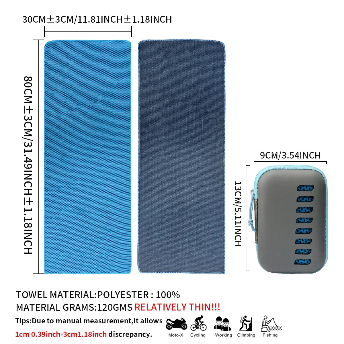 Toallas refrescantes para acampar con estuche de EVA Toalla de hielo de viaje compacta y portátil Toallas de secado rápido para deportes Gimnasio Senderismo y Yoga1-50 PCS