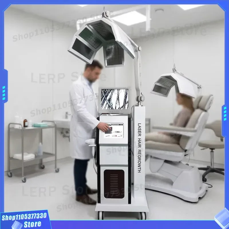 Máquina de crecimiento capilar con láser de diodo 650nm, cuidado del cuero cabelludo, anticaída, terapia de fotones LLLT PDT, equipo de belleza para salón y spa.