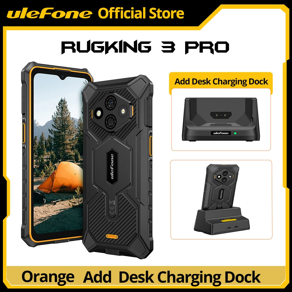 【Estreno mundial】Teléfono resistente Ulefone RugKing 3 Pro, 6.56", 120Hz, 5700mAh, Android 15, hasta 16GB RAM, 128GB ROM, NFC, 4G, global