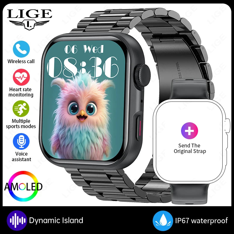 Reloj inteligente LIGE con pantalla HD de 1.83", para hombre y mujer, llamadas por Bluetooth, deportes, fitness, monitor de frecuencia cardíaca y oxígeno en sangre, smartwatch para hombre 2026