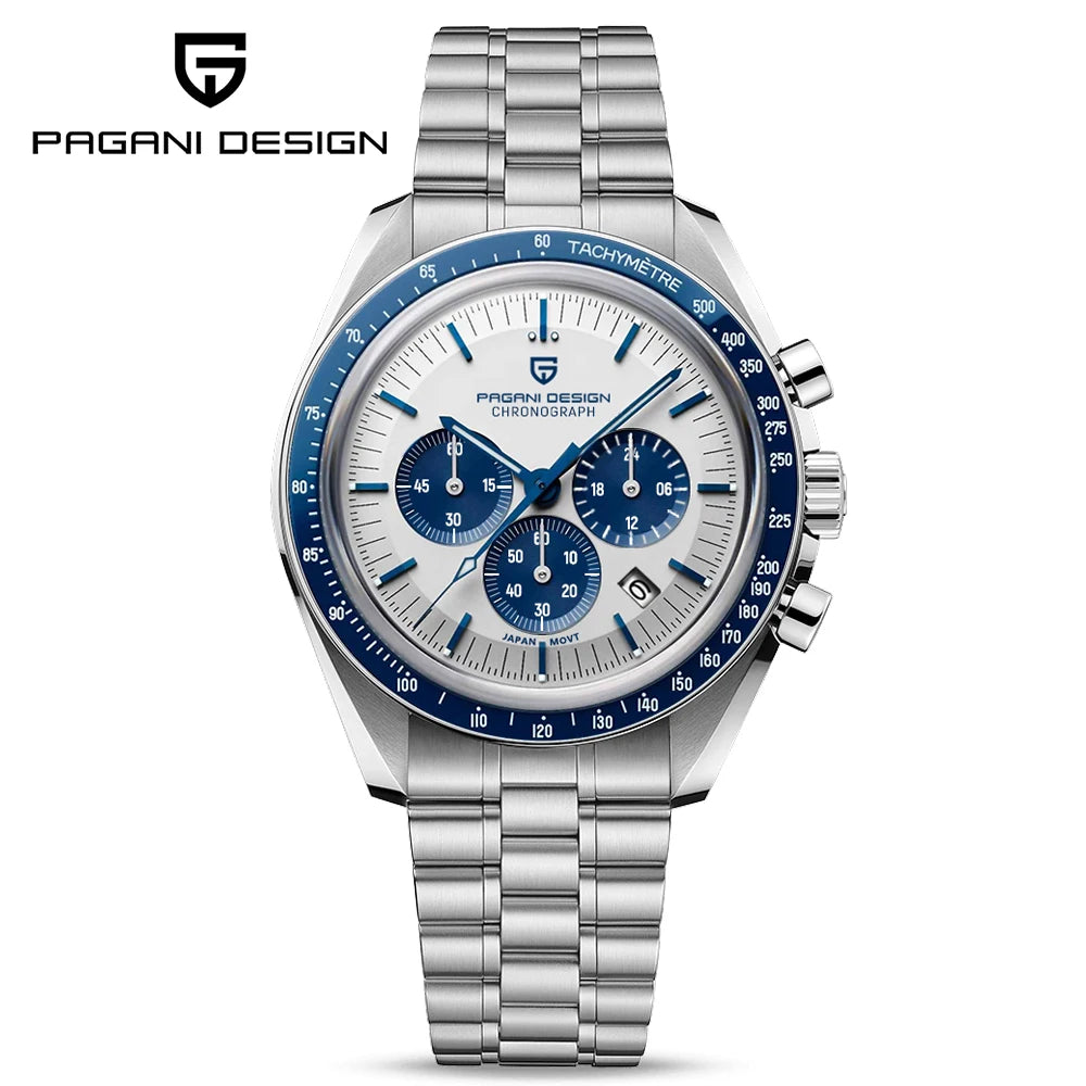 Relojes PAGANI DESIGN Moon 2026, nuevo reloj de cuarzo de lujo para hombre, cronógrafo con fecha automática, cristal de zafiro AR, reloj de pulsera resistente al agua 100M