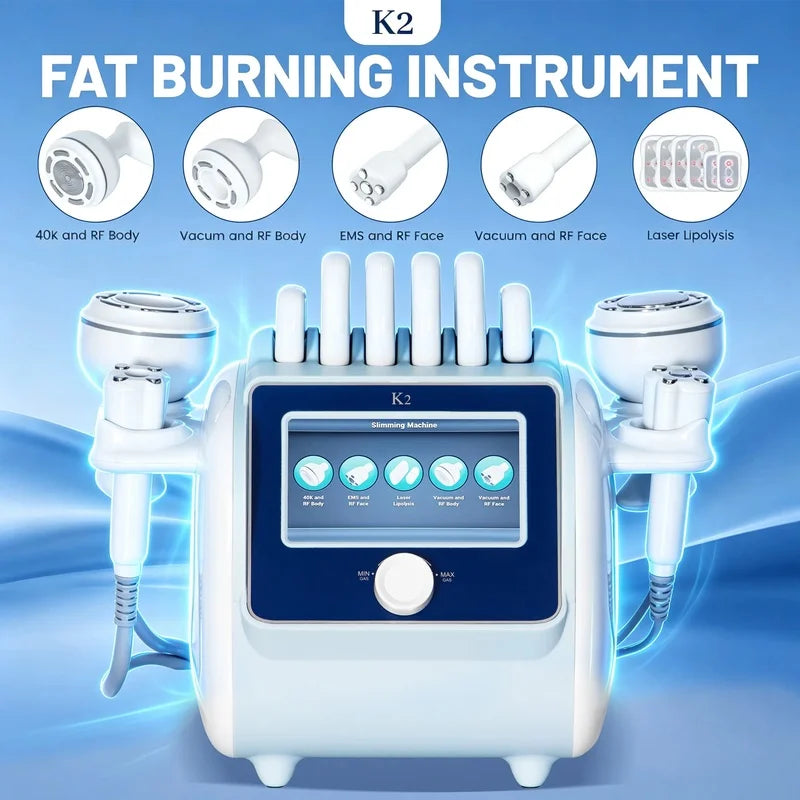 Máquina multifuncional 6 en 1 para modelar el cuerpo, eliminar grasa, cuidar la piel, adelgazar, reducir el peso y reafirmar el rostro mediante vacío de 80k.