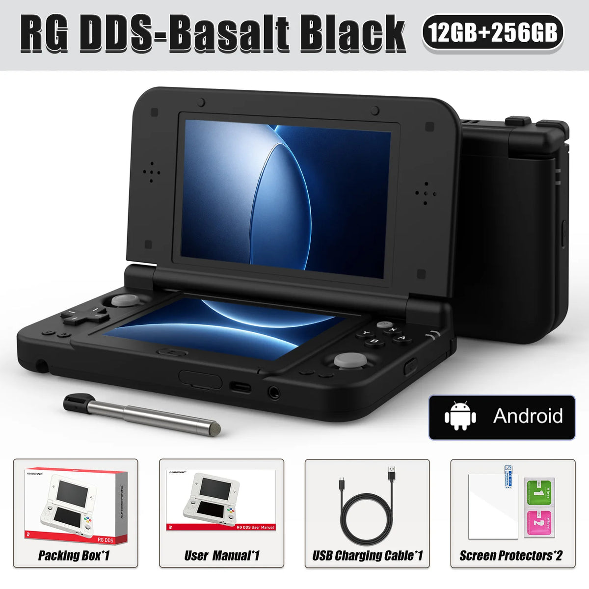 Consola de Juegos Portátil Plegable Anbernic RG DDS con Pantalla Doble, Android 16, CPU Qualcomm Snapdragon G2, Reproductor de Videojuegos RGDDS