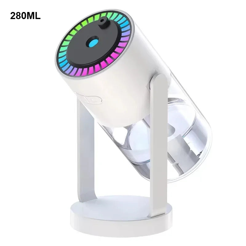Humidificador de proyección de cielo estrellado creativo, Mini humidificador de aire giratorio para coche con luz LED, difusor de Aroma eléctrico USB para dormitorio