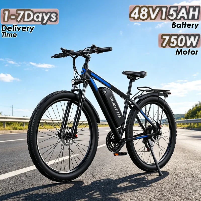 Bicicleta eléctrica DUOTTS C29-L con frenos hidráulicos, motor de 750W, batería de 48V15AH, cuadro de aleación de magnesio y aluminio, neumáticos de 29 pulgadas y 21 velocidades