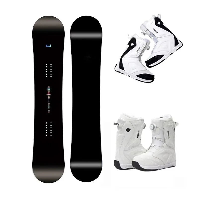 Kit de Snowboard All Mountain con Botas, Núcleo de Álamo con Fibra de Carbono, Set de Freestyle y Carving para Adultos