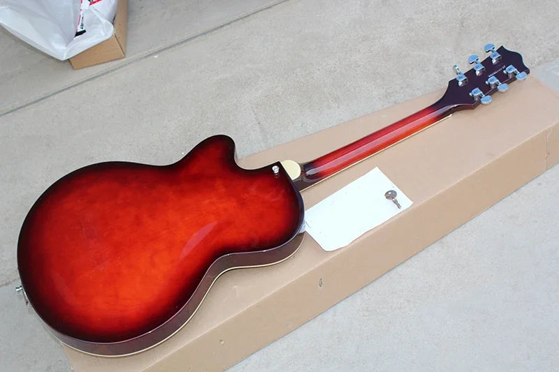 Guitarra Eléctrica Semihueca Color Vino Tinto, Guitarra Eléctrica de 6 Cuerdas