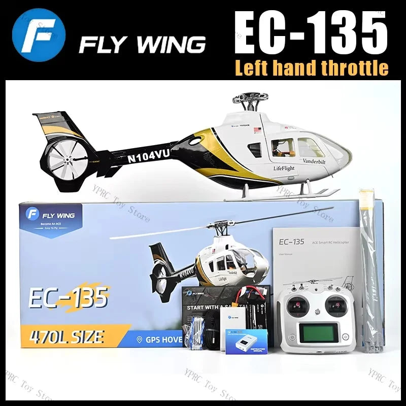 Helicóptero a escala RC Flywing EC135 sin escobillas, simulación de helicóptero a escala RC con control de vuelo ACE, GPS Beidou M10, RTF, en stock.