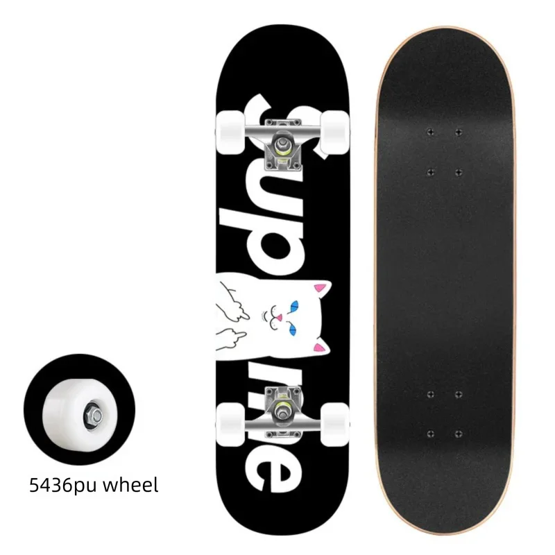 Patineta Completa para Trucos de Doble Patada, Madera de Arce, 4 Ruedas, Impresión por Transferencia de Calor, para Principiantes, Adultos y Niños