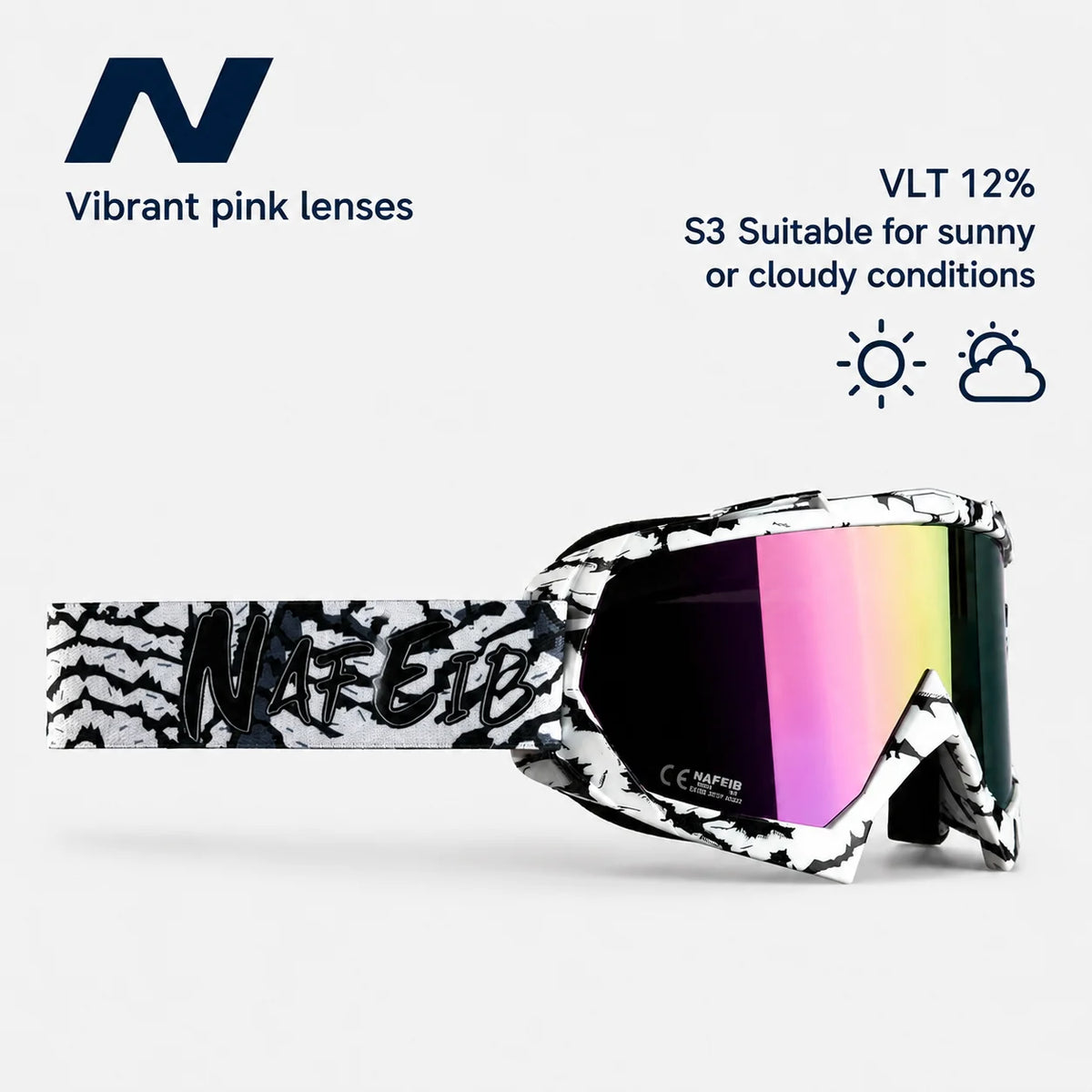 Gafas de Esquí, Aptas para Esquí y Snowboard, Gafas de Motociclismo para Todas las Estaciones, Equipadas con Lentes Anti-UV HD UV400