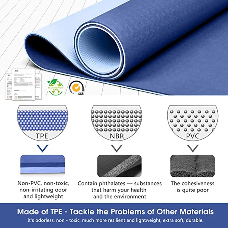 Esterilla de Yoga de TPE con línea de posición, almohadilla de ejercicio deportiva de doble capa antideslizante de 6mm para principiantes, gimnasio en casa, Fitness, gimnasia y Pilates