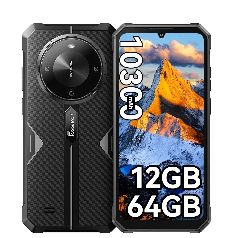 Smartphone FOSSiBOT F105 10300mAh 4GB+64GB Smartphone resistente, cámara de 20MP, pantalla HD+ IPS de 6.745", Android 14