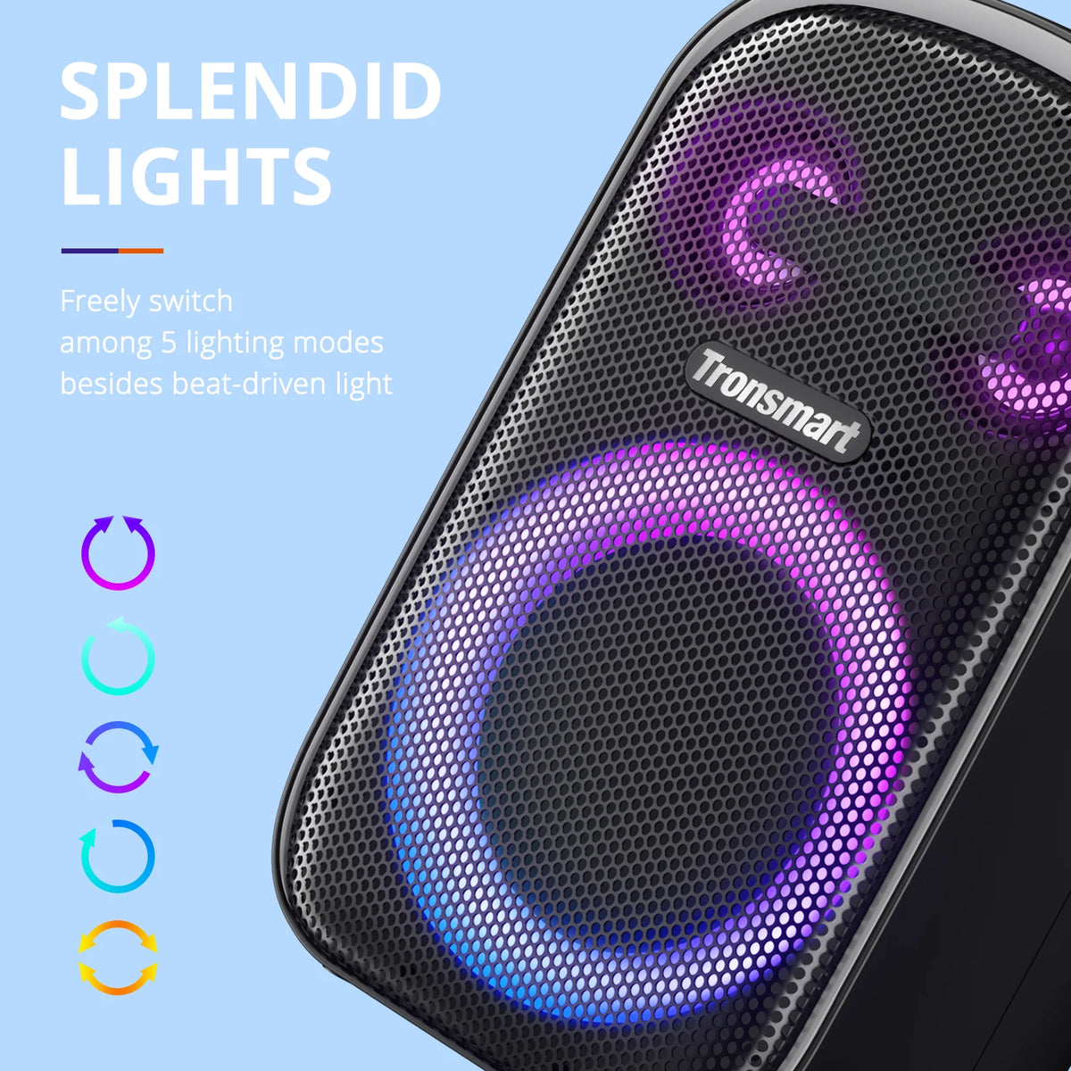 Altavoz Bluetooth Tronsmart Halo 110 con micrófono, sistema de sonido de 3 vías, modos de audio duales, control por aplicación, para fiestas