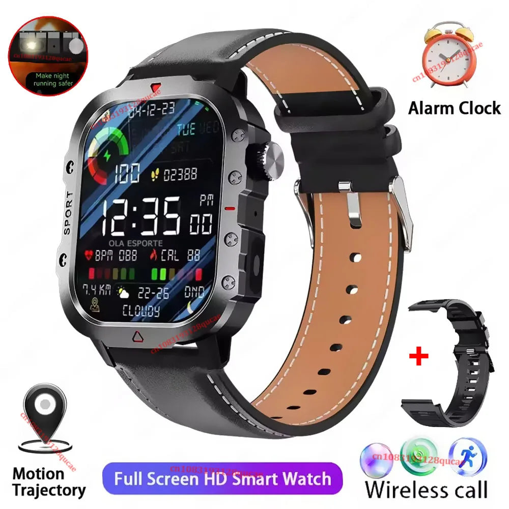 Reloj inteligente militar para hombre 2026, IP67 3ATM, rastreador de ejercicios deportivos al aire libre, monitor de salud de presión arterial, llamadas BT, reloj inteligente con GPS