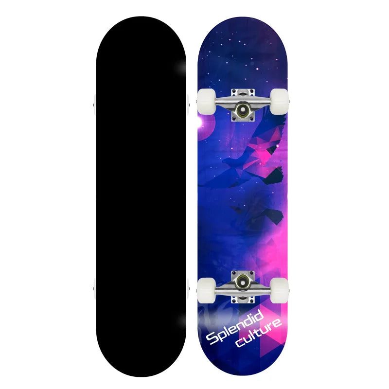 Patineta Deportiva de Madera de Arce de 80 cm, 4 Ruedas, Diseño de Doble Kick, Patineta Profesional para Trucos y Calle, para Jóvenes y Adultos