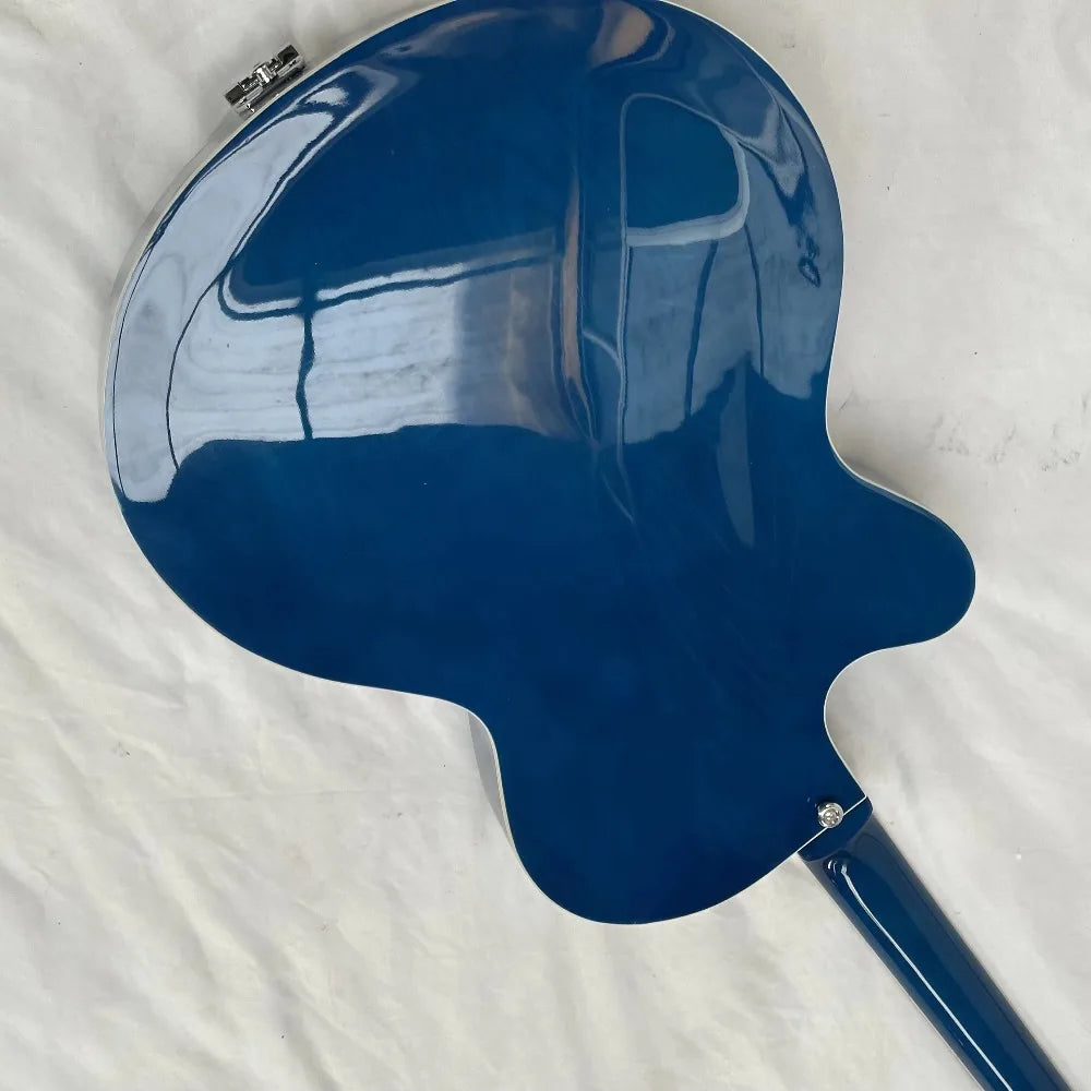 Guitarra eléctrica GRTCH azul con respaldo de palisandro/cuerpo semihueco lateral, herrajes cromados, envío rápido