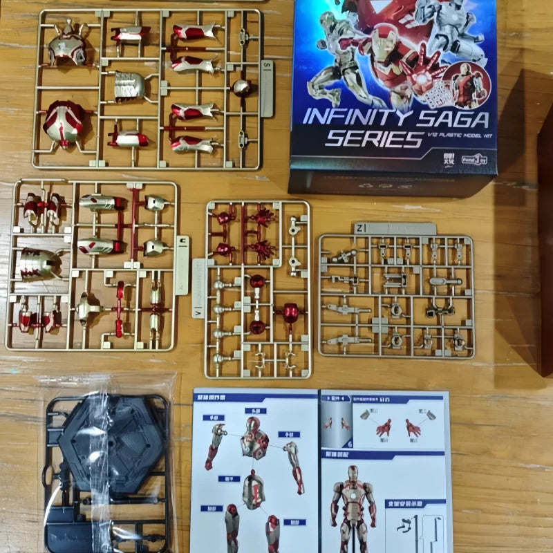Fondjoy Marvel 1:12 Serie de Montaje 3 Iron Man 3 Mk3 Figura de Acción Caja Sorpresa Vengadores Saga Infinita Modelo Coleccionable Juguete Regalo