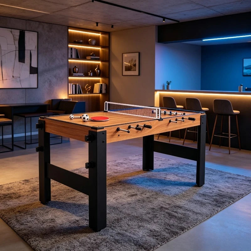 Juego de mesa combinado 14 en 1 de colores naturales con hockey, billar, tenis de mesa, bowling, baloncesto, futbolín, envío desde almacén local