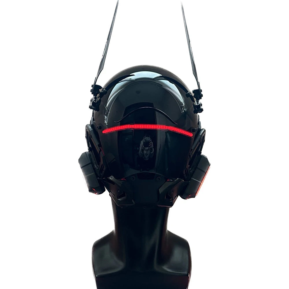 Máscara Cyberpunk Led rojo Mech Cosplay espectáculo de escenario ciencia ficción adulto regalo de fiesta de Halloween