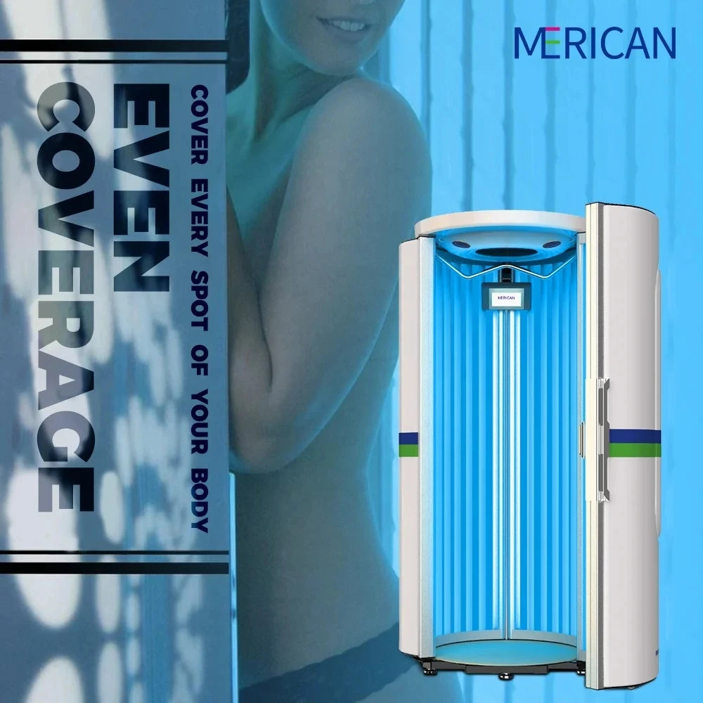 Solárium Vertical de Pie con Material ABS, Dispositivo de Terapia de Luz para Bronceado de Cuerpo Completo, Cuidado de la Piel y Belleza con Área Específica para el Rostro