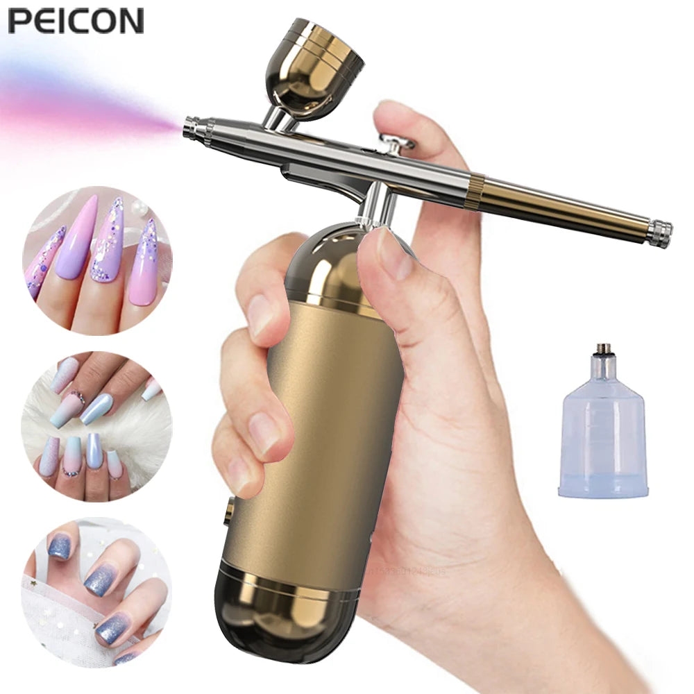 Aerógrafo para uñas con compresor, aerógrafo portátil para decoración de uñas, pintura, pasteles y manualidades. Kit de aerógrafo y compresor portátil para decoración de uñas.